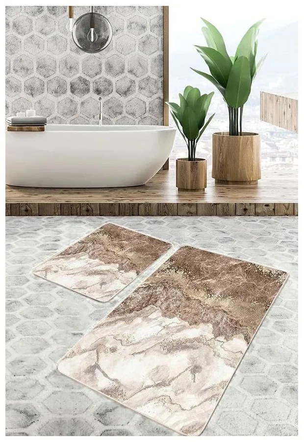 Barna fürdőszobai kilépő szett 2 db-os 60x100 cm – Mila Home