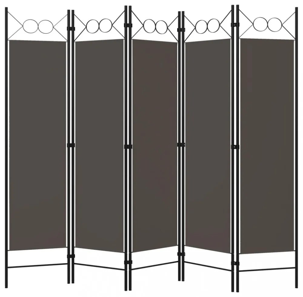 antracitszürke 5 paneles paraván 200 x 180 cm