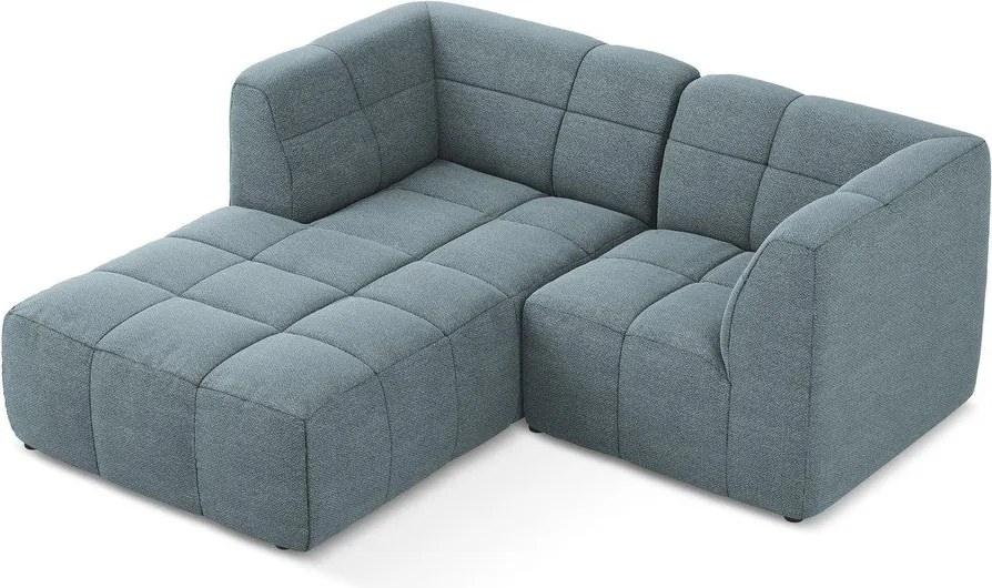 Kék buklé sarokkanapé (bal oldali-heverő résszel) Aloha – Makamii