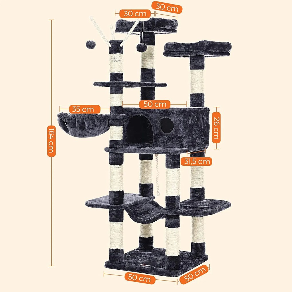Feandrea macska kaparó, XXL macskaház, 164cm, füstös szürke