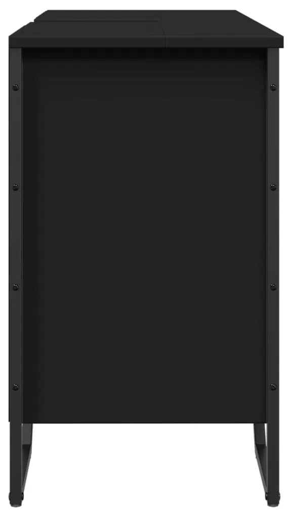 Fekete szerelt fa fürdőszobai mosdószekrény 91 x 35 x 60 cm