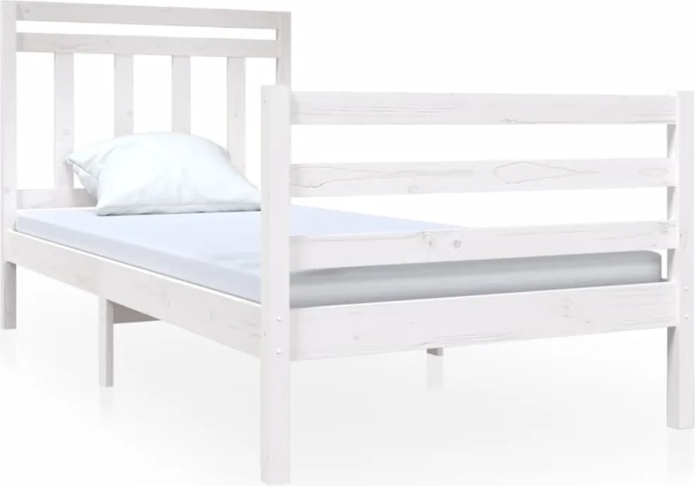 vidaXL fehér tömör fa ágykeret 90 x 190 cm (Single)