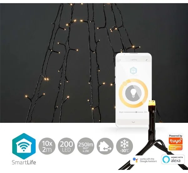 Nedis WIFILXT01W200 - LED Karácsonyi függöny 200xLED/8 funkciók 10x2m IP65 Wi-Fi Tuya