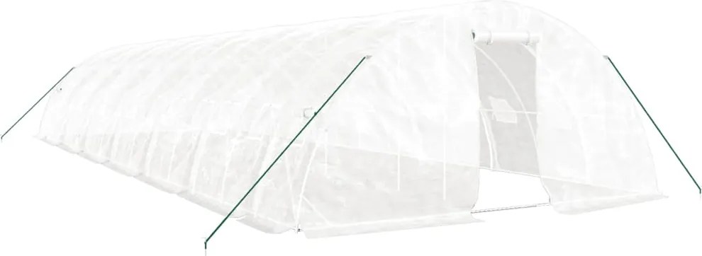 vidaXL fehér acélvázas melegház 70 m² 14 x 5 x 2,3 m