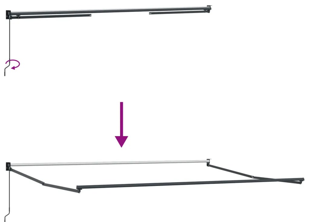 Kézi behúzható napernyő többszínű csíkkal 300 x 250 cm