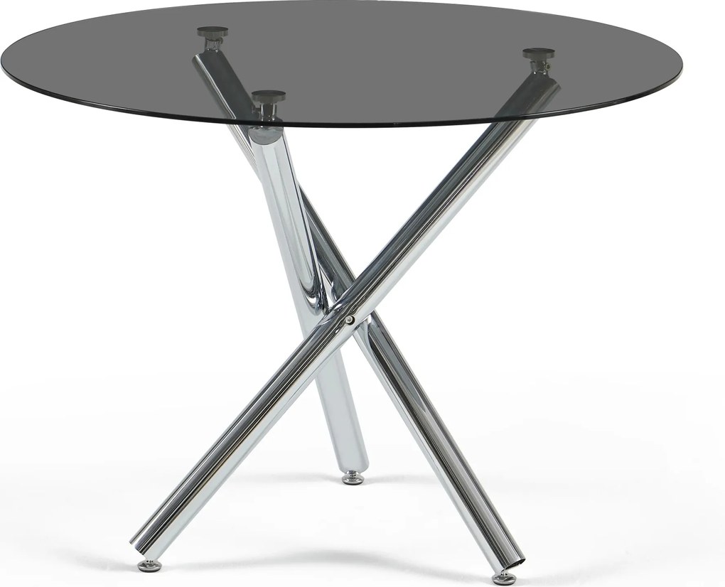 Üveg Étkezőasztal Kerek 100x75 Edzett üveg Fekete Lábak Króm
