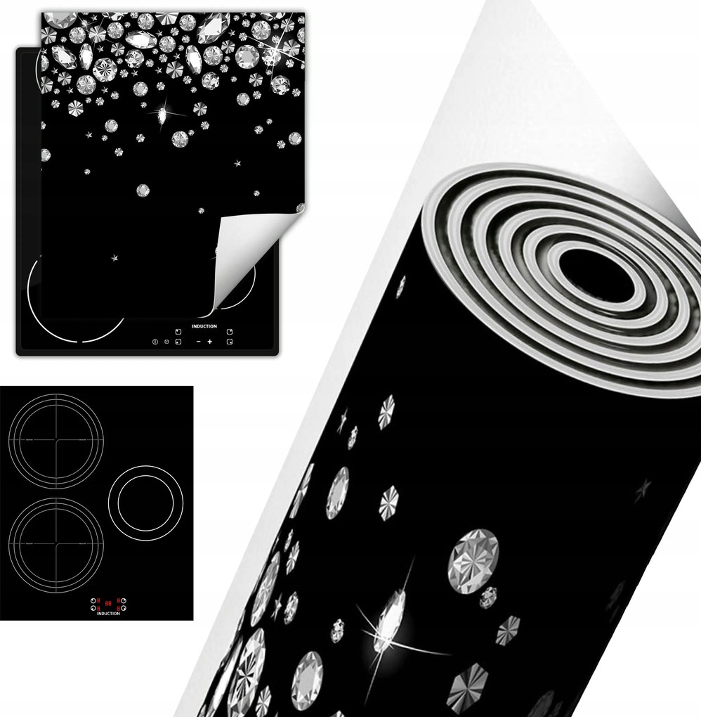 Tűzhelyvédő Szőnyeg Asztali Dekoráció 45x52 fekete gyémántok