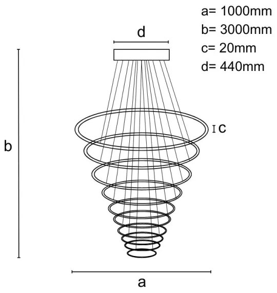 LED dimmelhető csillár zsinóron LED/370W/230V 3000-6500K + távirányítás