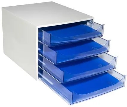 Irattároló, műanyag, 4 fiókos, EXACOMPTA Ecobox Linicolor, jégkék (EX228610D)