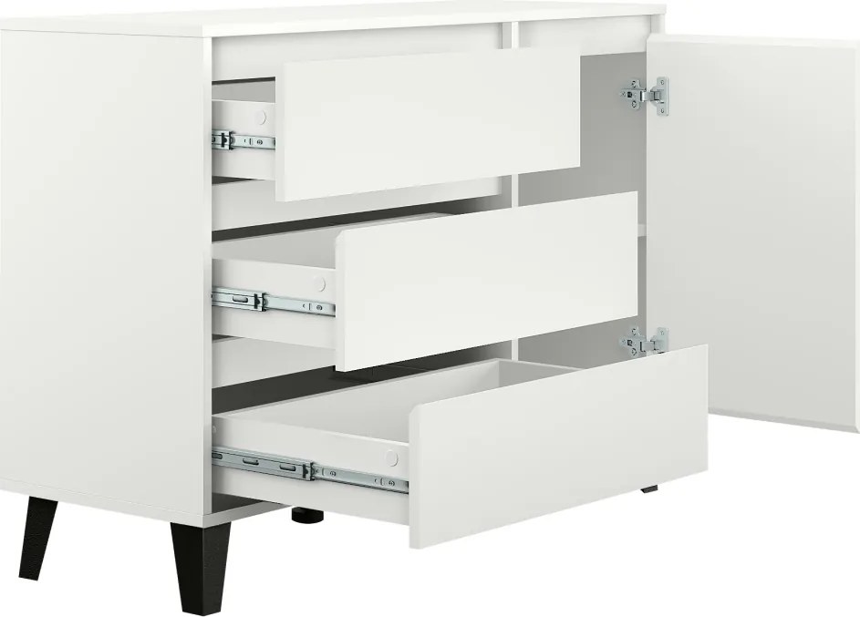 Komód, fehér, BOGAN NEW 1D3S