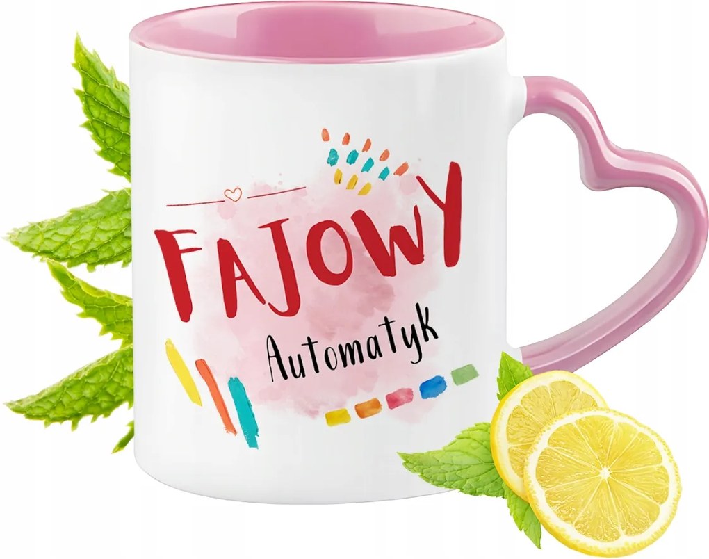 Automata bögre Rózsaszín, szív alakú füllel Kávé ajándék