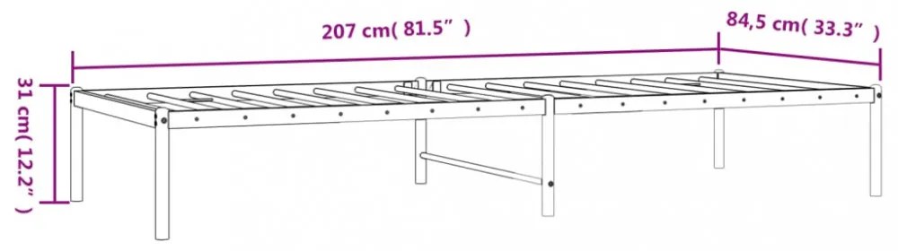 fekete fém ágykeret 80 x 200 cm