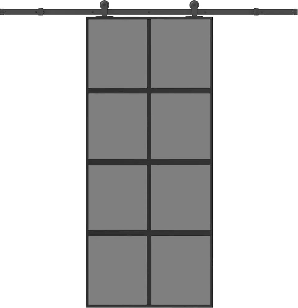 vidaXL tolóajtó vasalattal 90x205 cm edzett üveg és alumínium szett