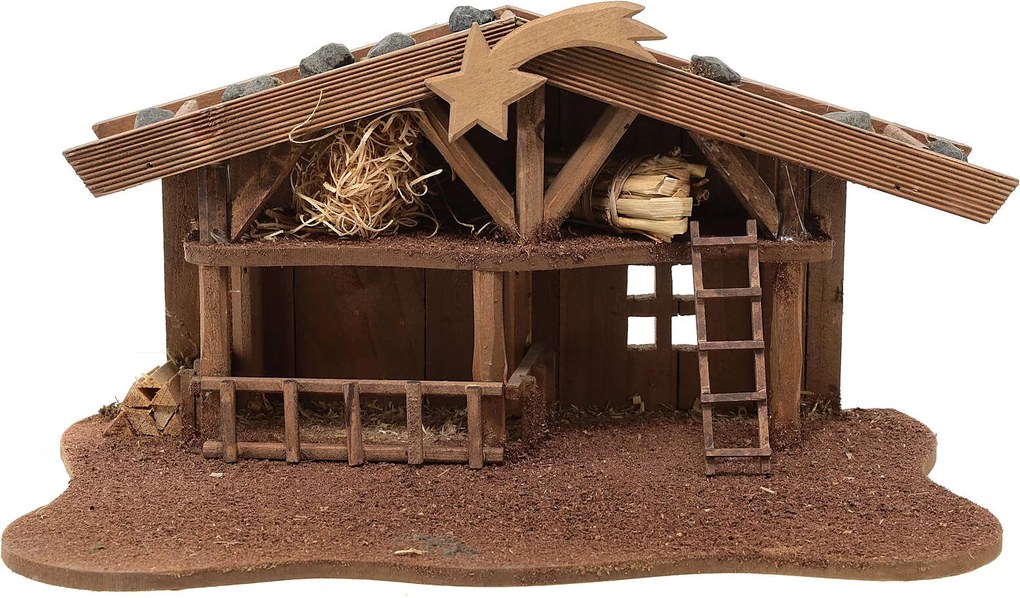 Karácsonyi Betlehem Istálló Dekoráció 33x22x17 CM Figurákhoz 6-8 CM