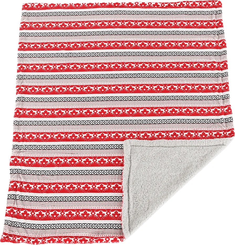 Kétoldalas bárány takaró, téli motívum, 150x200, RENIFE