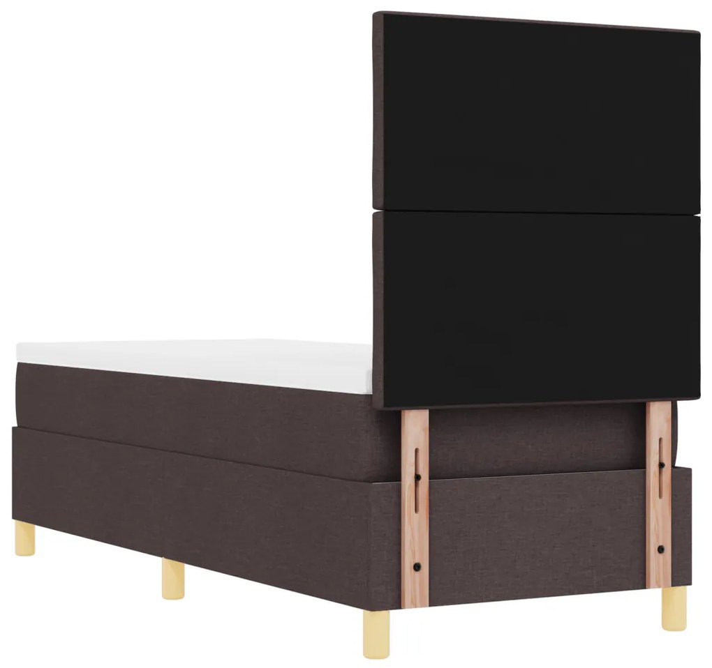 Box Spring Ágy Matrac & LED Sötétbarna 80x200 cm Szövet