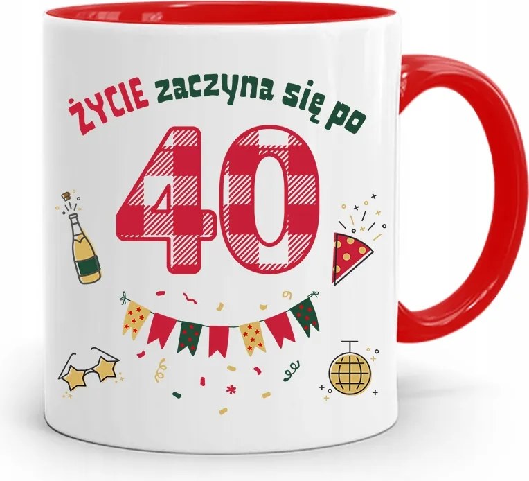 Születésnapra 40 40-es 40-es Piros Ajándék Bögre fényképes nyomtatással