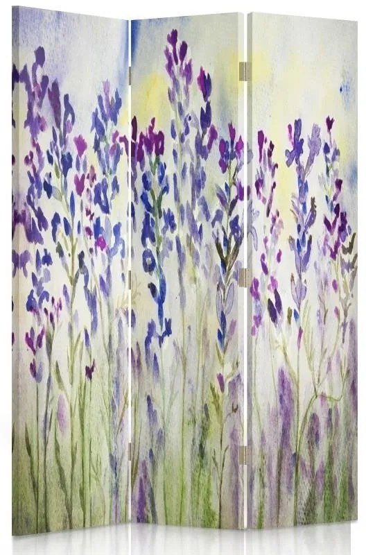 Gario Paraván Festett virágok fehér háttéren Méret: 110 x 170 cm, Kivitelezés: Klasszikus paraván