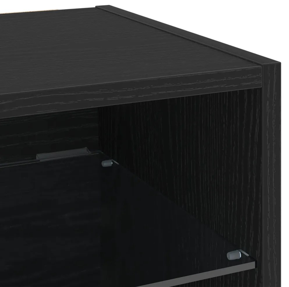 LED TV szekrény 2 db Fekete tölgy 30x28,5x30 cm Mérnöki fa