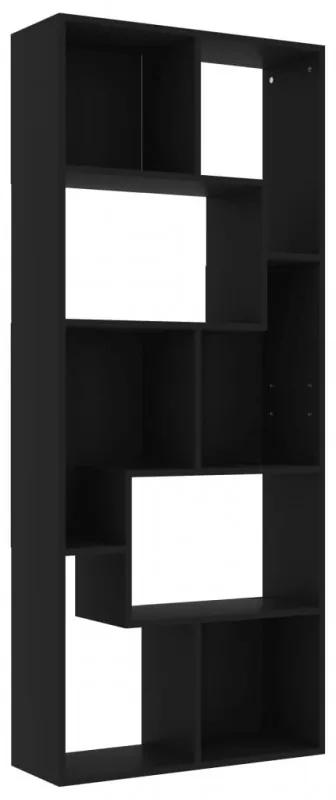 Fekete forgácslap könyvszekrény 67 x 24 x 161 cm