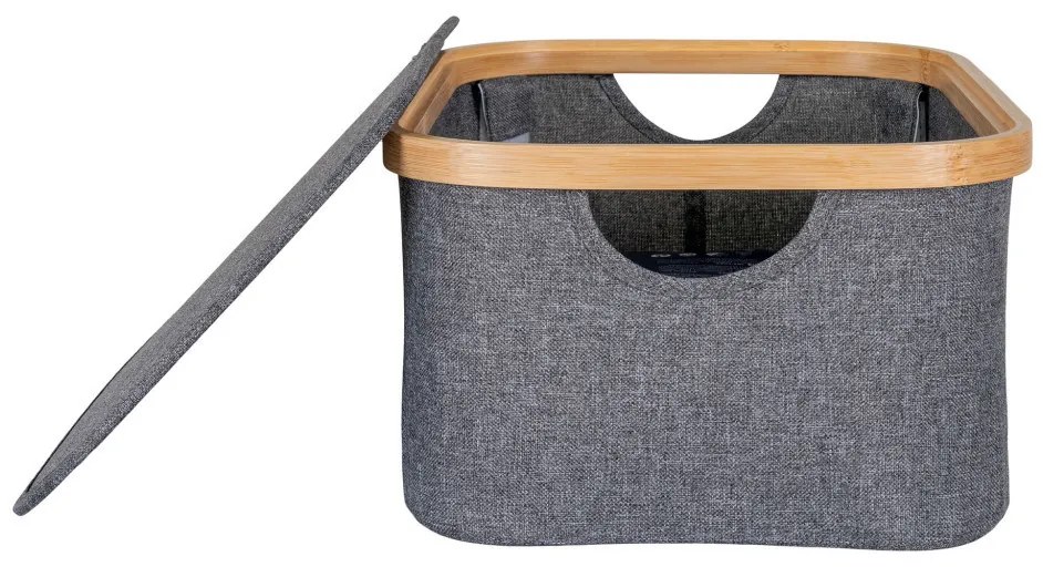 Noto kosár, bambusz/textil, sötétszürke, 38x26x16 cm
