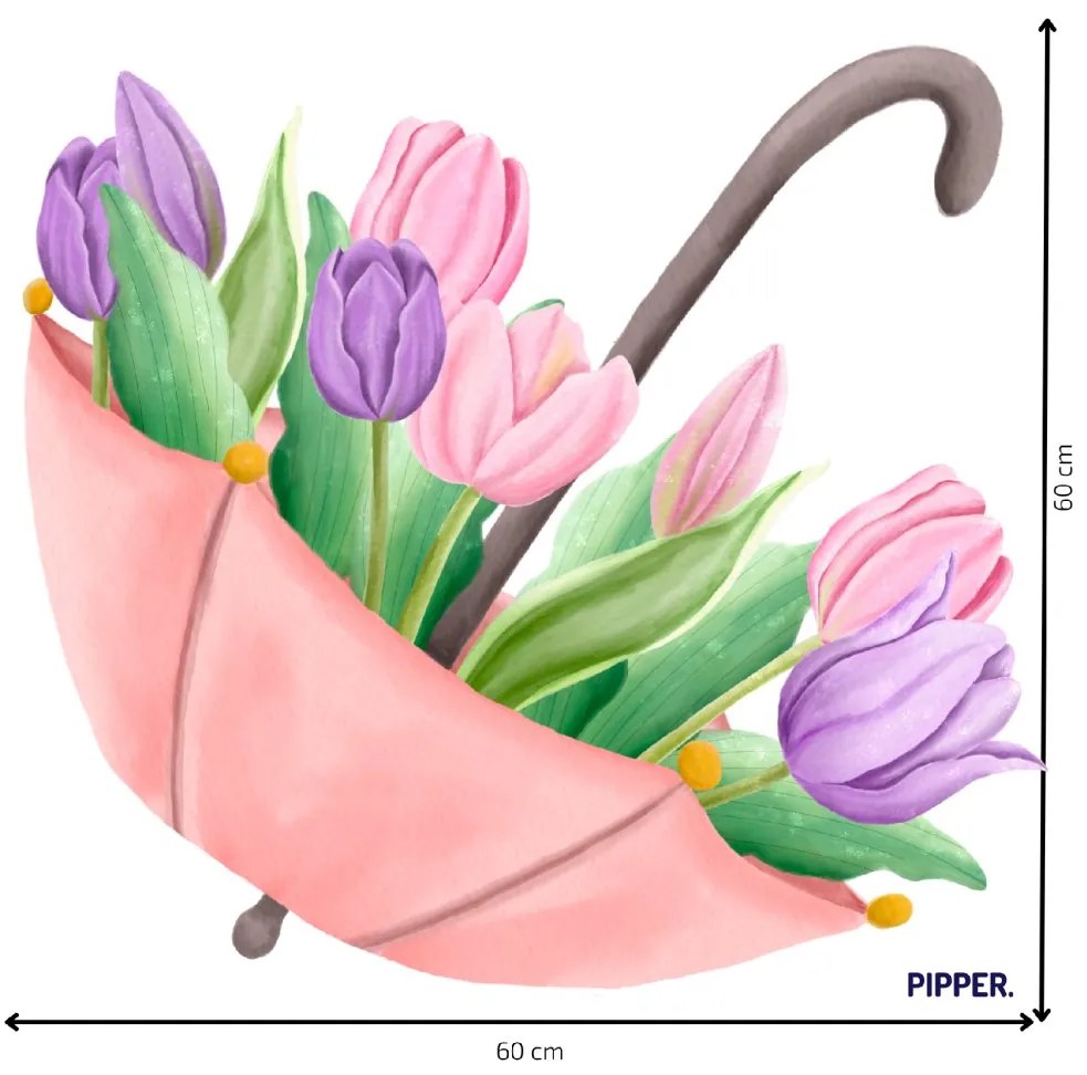 PIPPER. Textil falmatrica "Esernyő tulipánokkal"