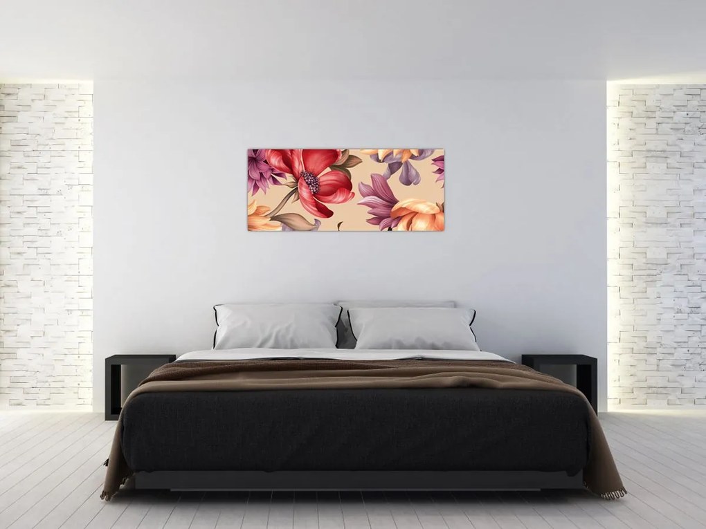 Kép - Vintage virágok (120x50 cm)
