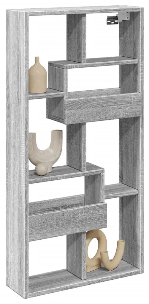 szürke sonoma színű szerelt fa faliszekrény 50 x 15 x 100 cm