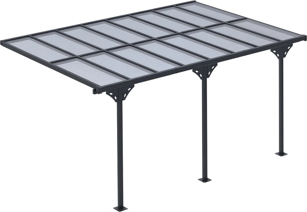 Outsunny Pergola Pavilon 4 x 3 m Kerti Napernyő Állítható Magasságú Teraszborító Alumínium Szürke | Aosom