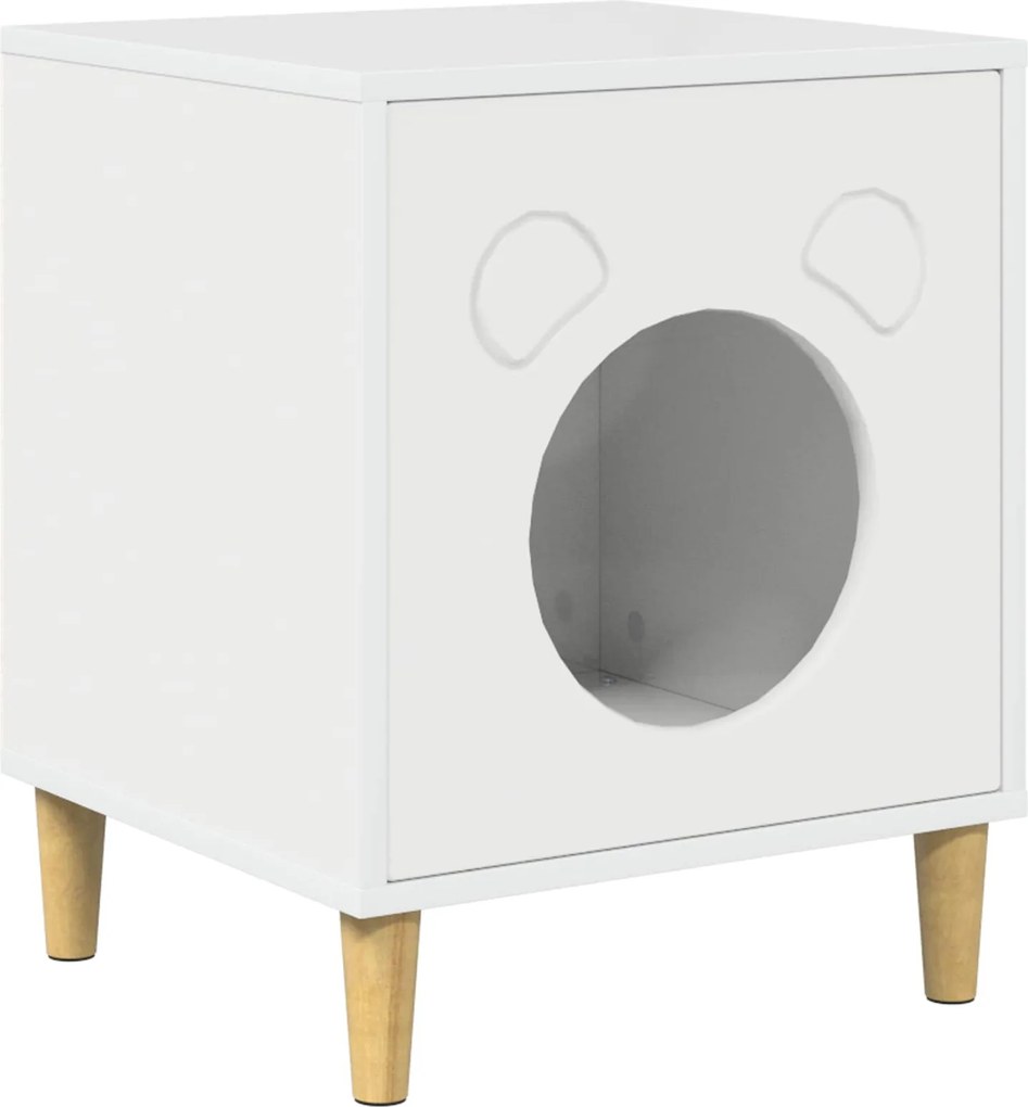 vidaXL Macska Ház Fényes Fehér 42,5 x 40 x 53 cm Faanyag