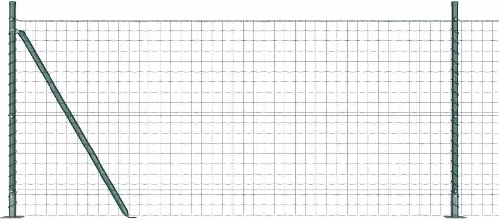 vidaXL Kerítés oszlopokkal Zöld 0,8 x 10 m Acél és PVC