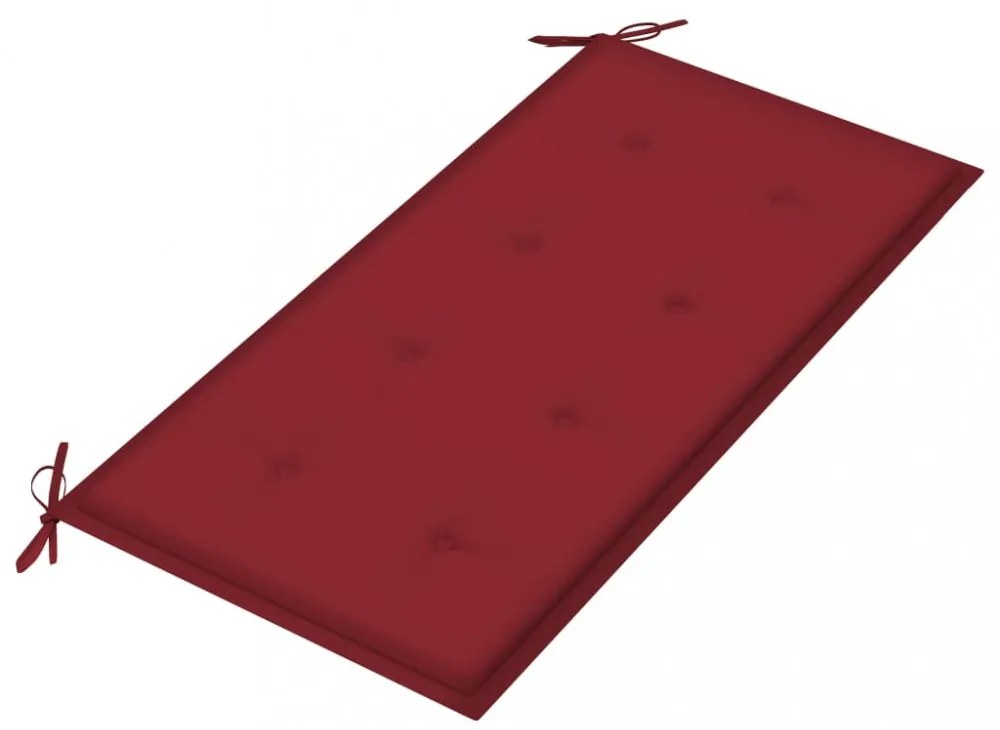 tömör tíkfa kerti pad bordó párnával 112 cm