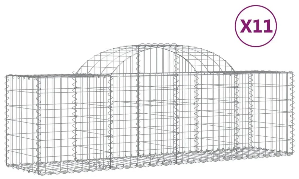 11 db íves horganyzott vas gabion kosár 200x50x60/80 cm