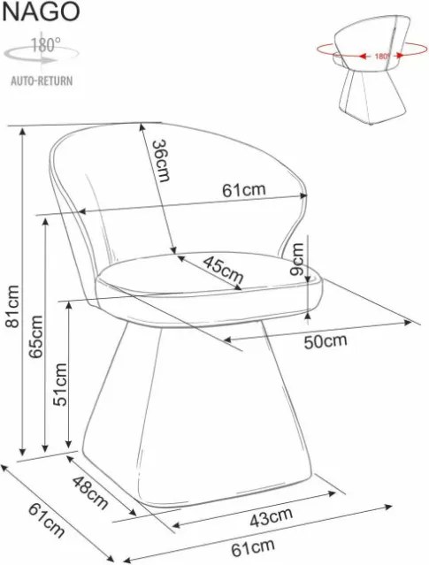 Nago Noelle forgatható étkezőszék szürke