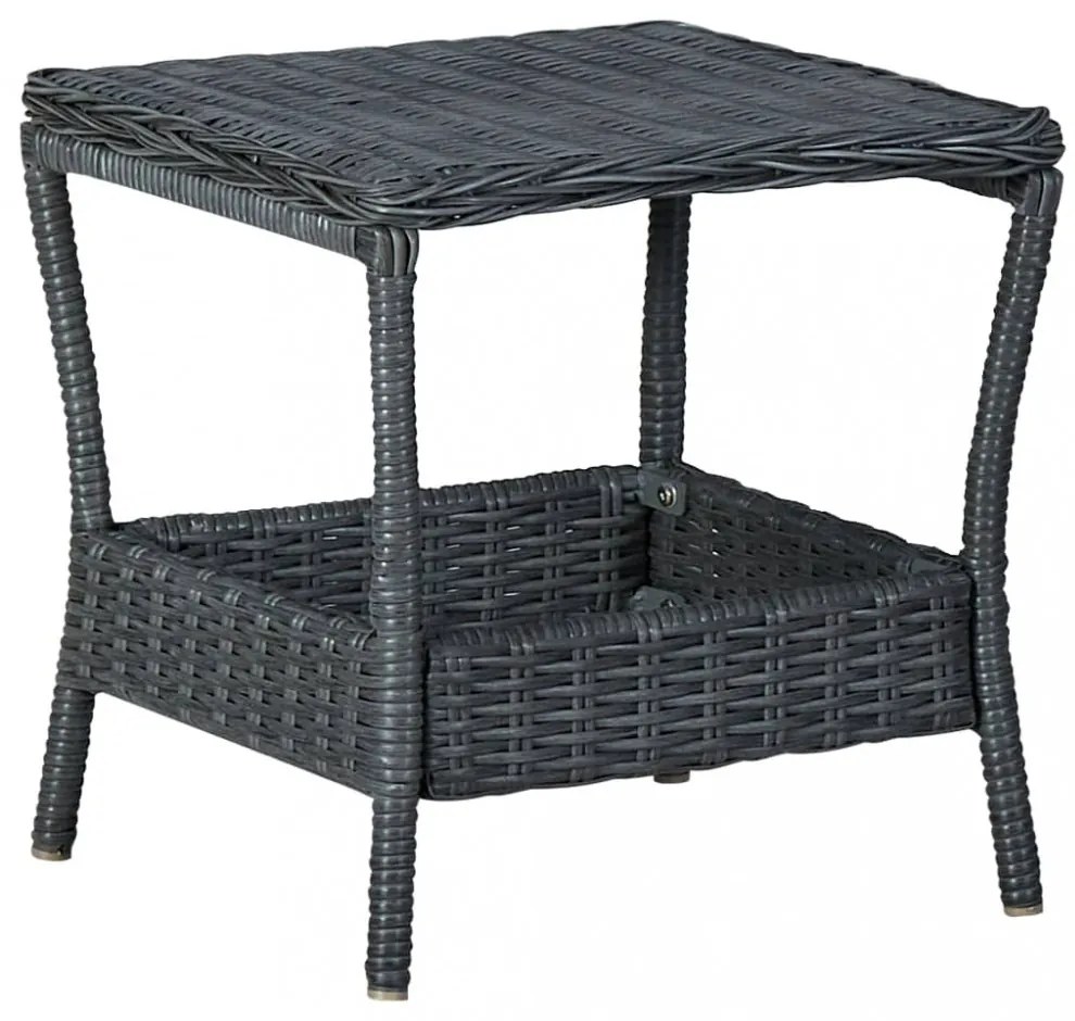 sötétszürke polyrattan kerti asztal 45 x 45 x 46,5 cm