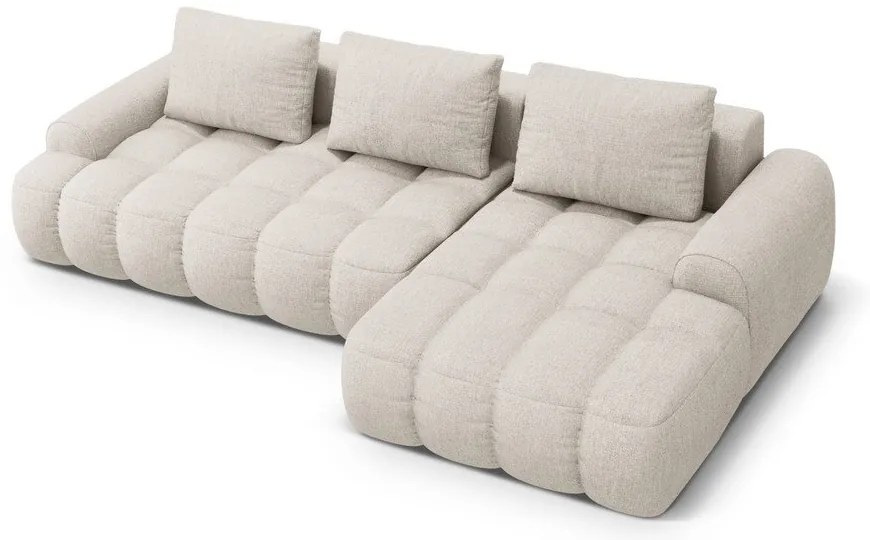 Bézs kinyitható-tárolóhelyes sarokkanapé (jobb oldali-heverő résszel) Linz – Cosmopolitan Design