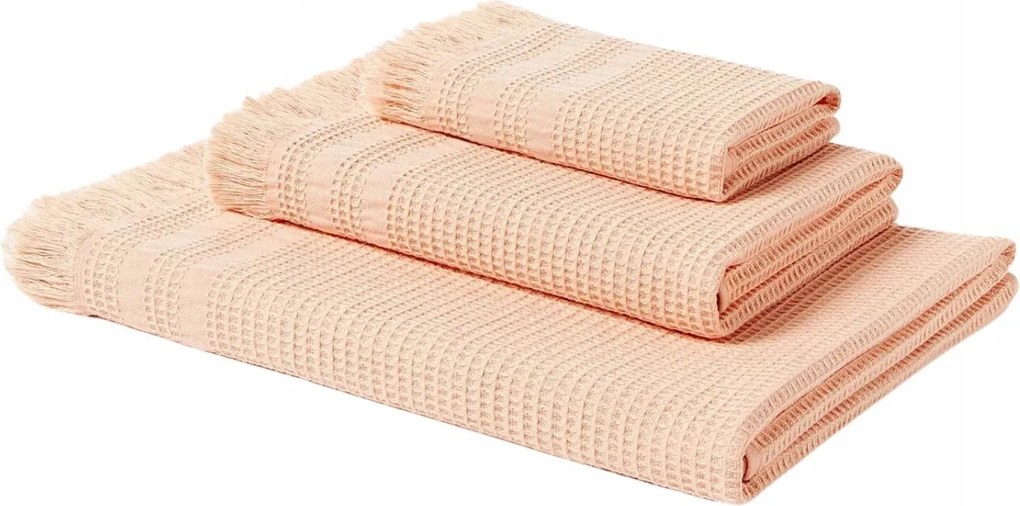 3 db-os pamut törölköző szett 30x50 50x100 70x140 cm rózsaszín Westwing