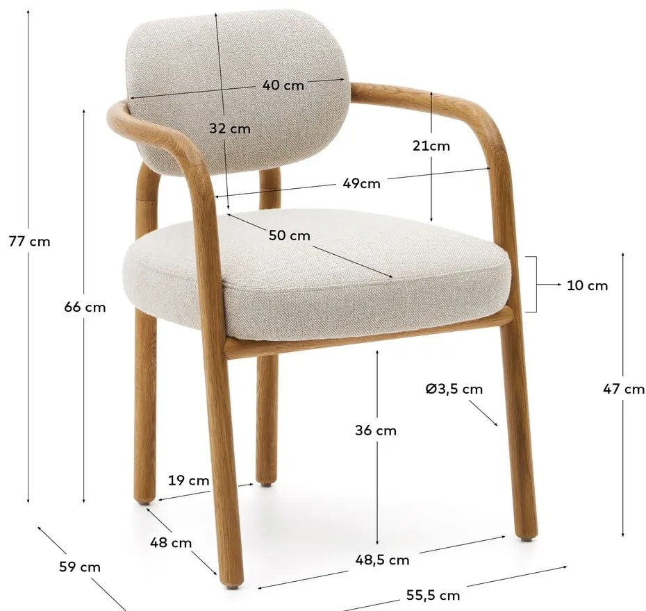 Barna-krémszínű étkezőszék Melqui – Kave Home