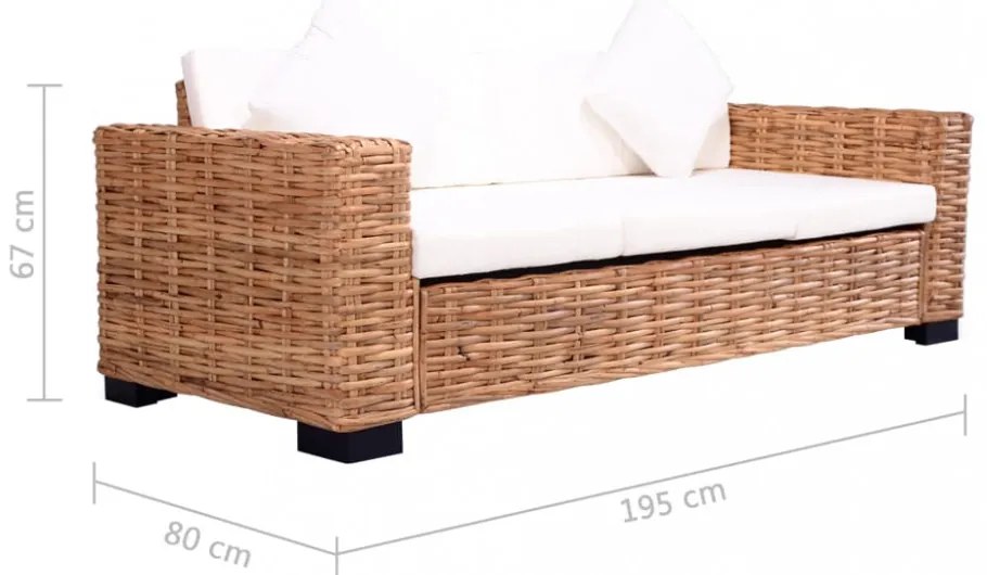 2 darabos természetes rattan kerti ülőgarnitúra
