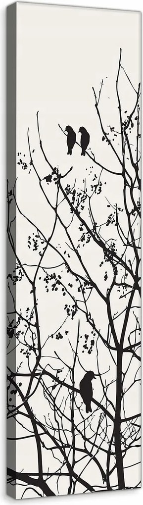 Vászonkép falikép madarak bézs fekete 45 x 145
