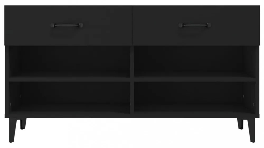 fekete szerelt fa cipősszekrény 102x35x55 cm
