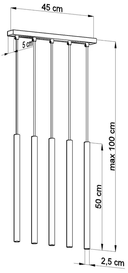 Fideus fekete függőlámpa, hosszúság 45 cm - Sollux