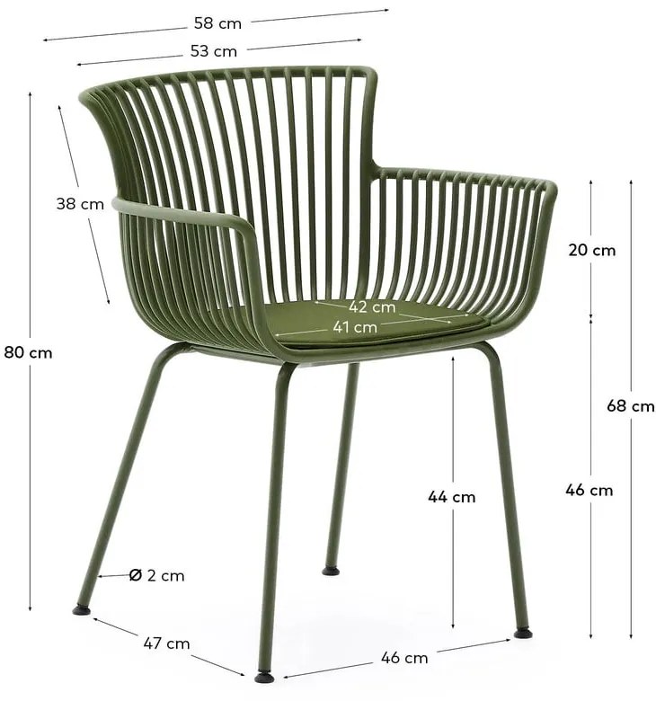 Sötétzöld fém kerti szék Surpika – Kave Home