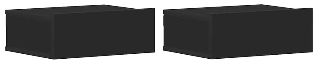 2 db fekete szerelt fa függő éjjeliszekrény 40 x 30 x 15 cm