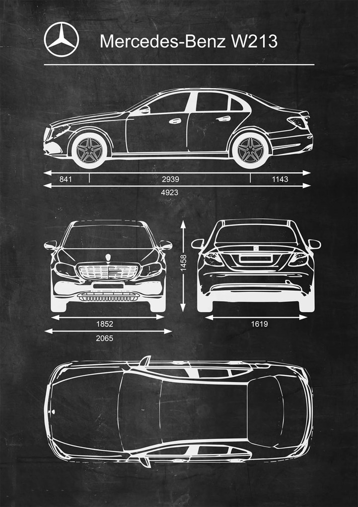 Poszter Mercedes Benz E-osztály W213 Retro diagram