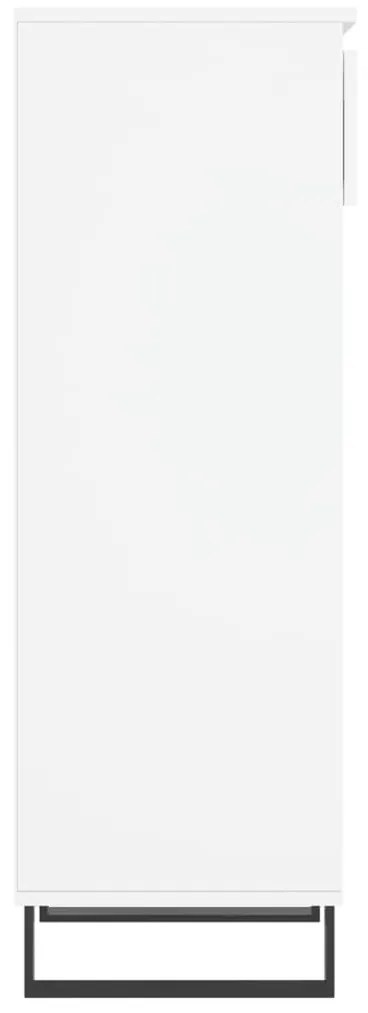 magasfényű fehér szerelt fa cipőszekrény 40x36x105 cm