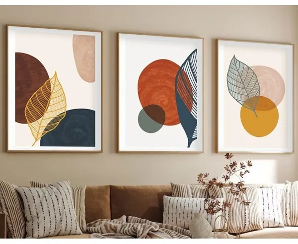 KÉSZLET 3x Kép képkeretben 50x70 cm színes