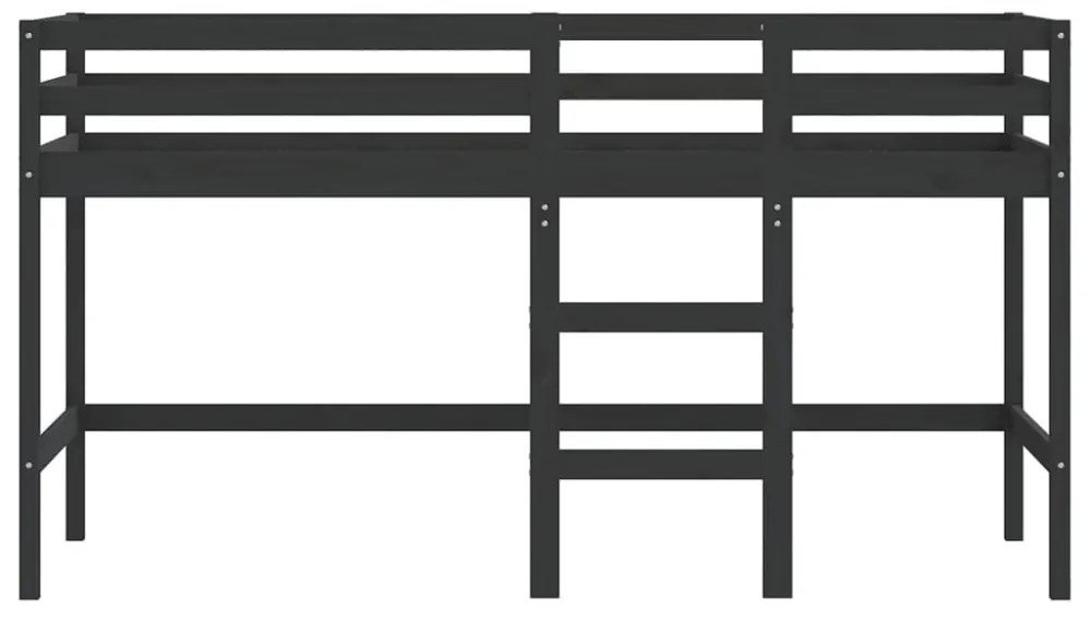 fekete tömör fenyőfa gyerek galériaágy létrával 90 x 190 cm