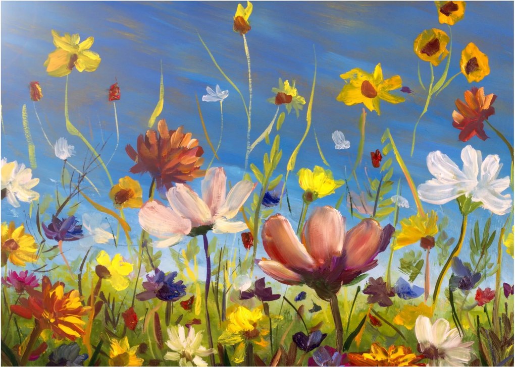 Festett kép egy virágzó rét (70x50 cm)