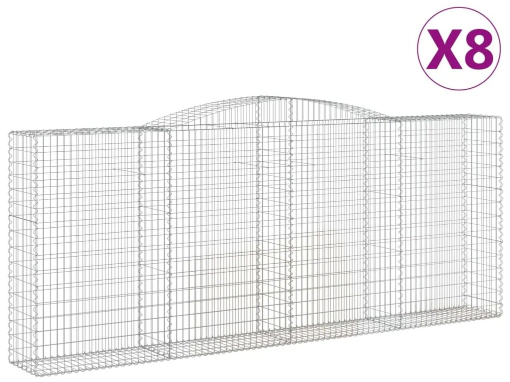 vidaXL 8 db íves horganyzott vas gabion kosár 400x50x160/180 cm